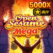 Open Sesame Mega game artwork showing Arabian treasure cave theme